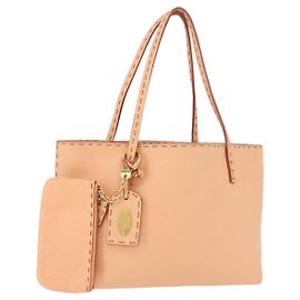 FENDI Celeria Handtasche aus Leder mit Etui Orange Gold Auth 191347V