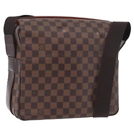 LOUIS VUITTON Bolsa de Ombro Damier Ebene Naviglio N45255 LV Auth BA13983