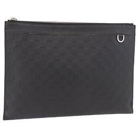 LOUIS VUITTON Damier Infini Pochette Discovery Black N60112 LV Auth 191488