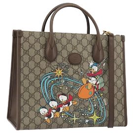 GUCCI GG Supreme Donald Duck Hand Bag PVC 2way Beige Gold 648134 Auth ep15088M