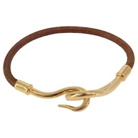 HERMES Jumbo Bracelet Leather Brown Gold Auth 189396 - Hermès