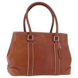 Coach Handtasche aus Leder braun silber Auth 189425