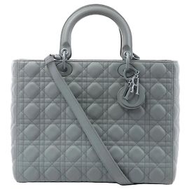 Borsa a mano 2Way Lady Dior Large in pelle Cannage Grigia