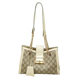 Borsa a tracolla Gucci GG Supreme con catena e lucchetto