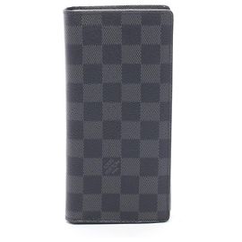 Portafoglio lungo pieghevole Louis Vuitton Portefeuille Brazza Damier Graphite
