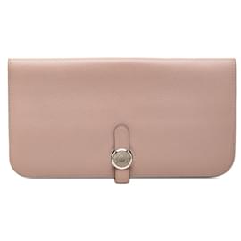 Portefeuille long Dogon d'Hermès en rose