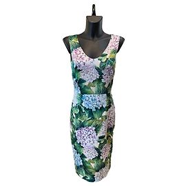Dolce & Gabbana Vestido de seda Dolce&Gabbana com estampa floral verde e rosa