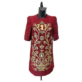 Vestido de jacquard con adornos Dolce & Gabbana Fall/Winter 2016