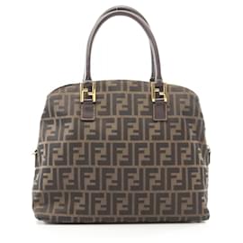 Bolso Fendi Zucca marrón y negro de cuero y lona