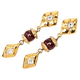 Orecchini a clip Chanel Bordeaux e Oro