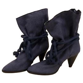 Isabel Marant Stivaletti in scamosciato blu navy con dettaglio in corda