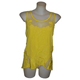 Rebecca Minkoff Yellow Silk Lace-Detail Top