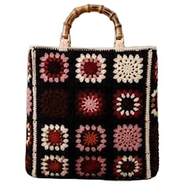 Autre Marque Twinset Borsa in Crochet con Manico in Bambù