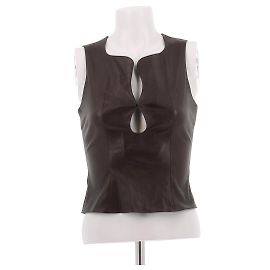 Autre Marque Top de couro sem mangas bordeaux