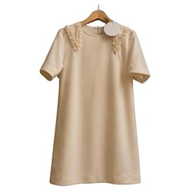 See By Chloé Vestido Beige de Poliéster con Volantes