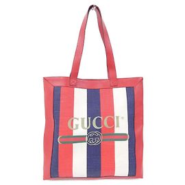 Borsa Gucci in tela blu e pelle