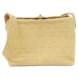 Borsa a tracolla Chanel in rafia beige