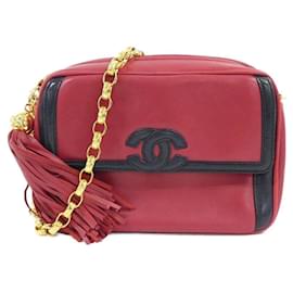 Borsa a tracolla Chanel blu navy e rosso