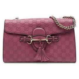 Borsa a tracolla Gucci Pink Medium Guccissima Emily