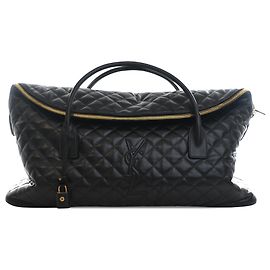 Borsa da viaggio gigante Saint Laurent in pelle di vitello trapuntata nera con monogramma ES