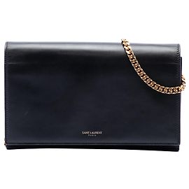 Portafoglio con catena Paris in pelle di vitello liscia nera Saint Laurent