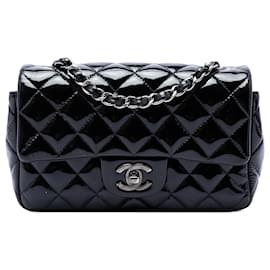 Chanel Black Mini Rectangular Classic Patent Single Flap