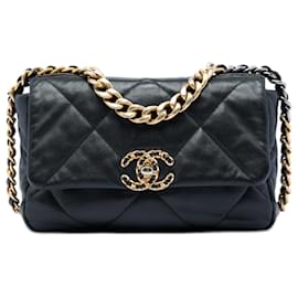 Chanel Black Medium Lambskin 19 Flap