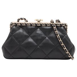 Chanel Black CC Quilted Lambskin Frame Chain Crossbody