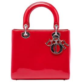 Lady Dior in vernice rosso, misura Medium