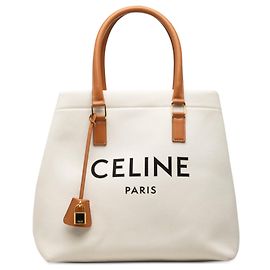 Céline Tote orizzontale Celine Brown Small Canvas Logo Print