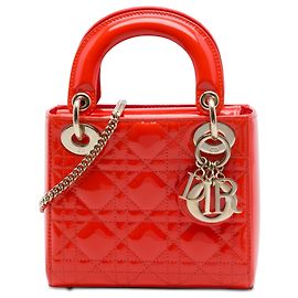 Lady Dior Mini in vernice cannage arancione