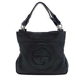 Borsa Blondie in pelle di vitello con cuciture diagonali nero Small di Gucci