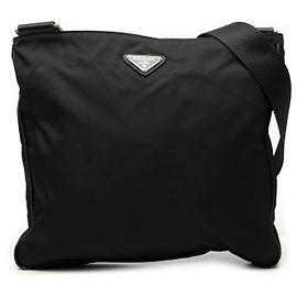 Bolsa transversal Prada Black Saffiano Trimmed Tessuto Zip Top