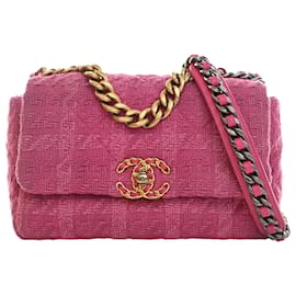 Chanel Pink Medium Tweed 19 Flap