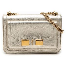 Salvatore Ferragamo Bolso de hombro Ginevra en piel metálica dorada pequeña Ferragamo