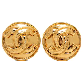 Chanel Gold CC vergoldete Clip-Ohrringe
