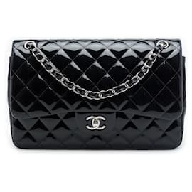 Chanel Black Jumbo Classic Patent Double Flap