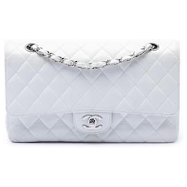 Chanel White Medium Classic Caviar Double Flap