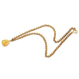 Chanel Gold CC Emaille-Tropfenanhänger-Halskette mit Goldbeschichtung