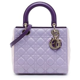 Dior Lady Dior in agnello tricolore viola taglia Medium