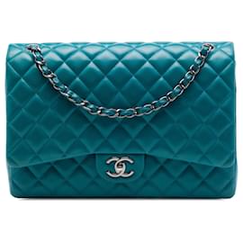 Chanel Blue Maxi Classic Lambskin Double Flap
