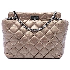 Chanel Brown Quilted Metallic Aged Calfskin Reissue 2.55 Tote