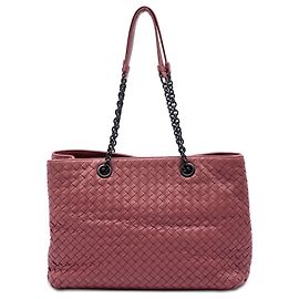 Bottega Veneta Nappa Intrecciato Double Chain Tote Tasche Rosa Medium