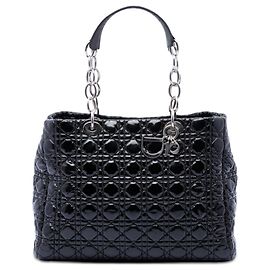 Dior Black Large Patent Cannage Lady Dior Soft Shopping Tote