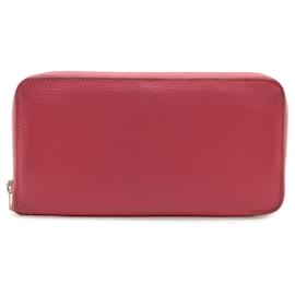 HERMES Azap Long All-Leather Round Wallet en Fuchsia - Hermès