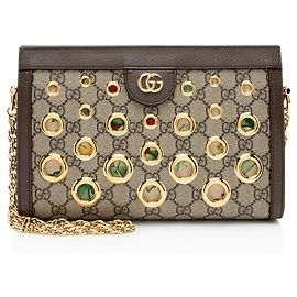 Borsa a tracolla Gucci GG Supreme Ophidia Grommet Medium Chain