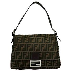Borsa a tracolla Fendi Mamma Baguette in tela e pelle