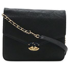 Portafoglio con catena in pelle caviar matelassé Chanel