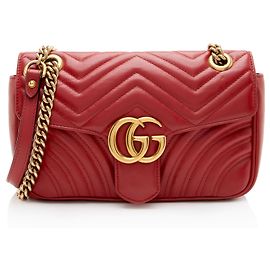 Borsa Gucci Matelasse Leather GG Marmont con patta media