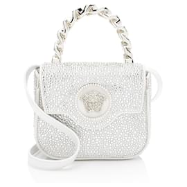 Mini bolso de mano La Medusa en satén con adornos de cristal Versace